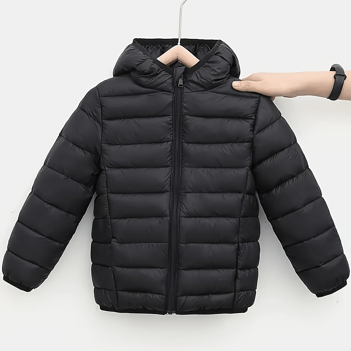 Autumn And Winter New Solid Color Clothes For Children, Children, Middle And Large Children, Hooded Light And Thin Warm Jackets