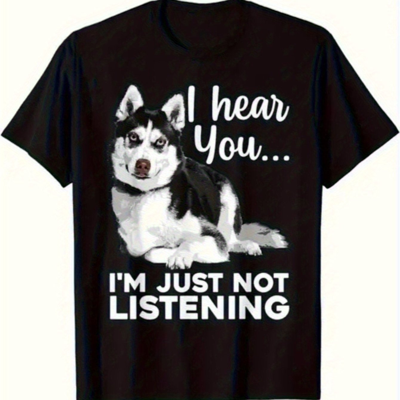 TEMU T-shirt amusant avec motif de chien Husky pour les mélomanes - pour les passionnés de chiens