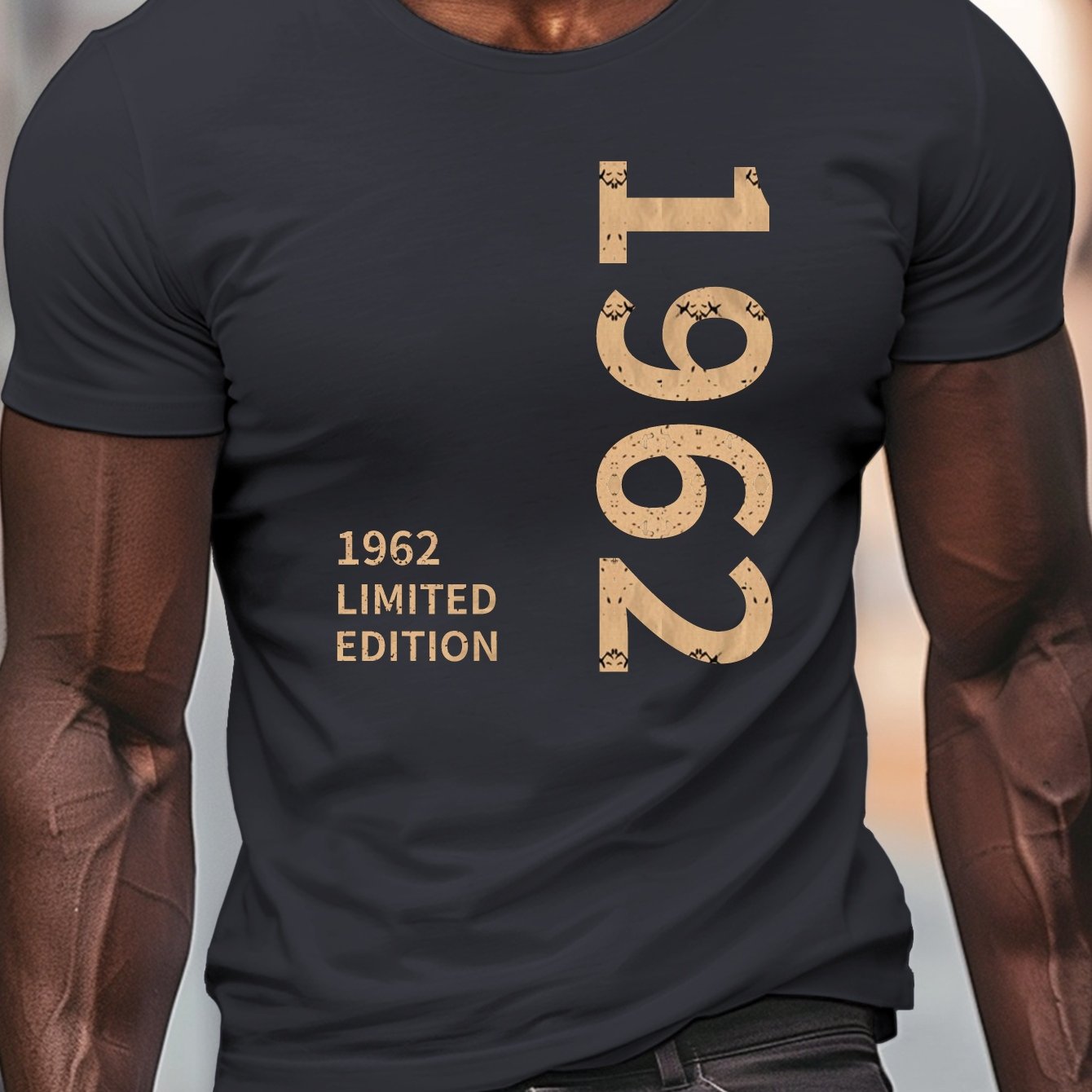 TEMU 1962 Print, Men's Round Crew Neck Short Sleeve Tee, Casual T-shirt Casual Comfy Lightweight Top For Summer