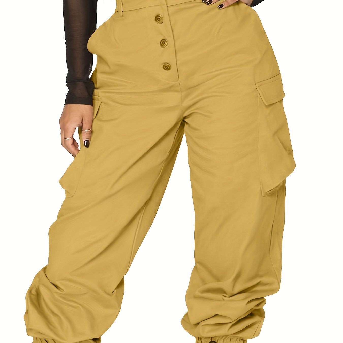 Plus Size - Plus Size - Plus-size Women's Fashion Casual Crew-pants With Pockets Loose Work Pants