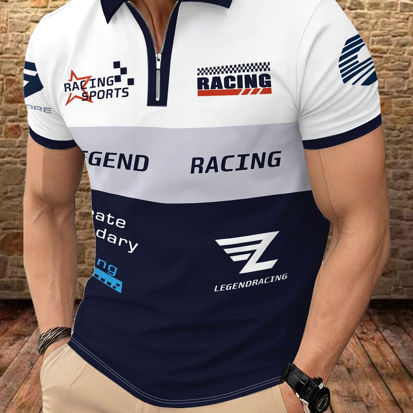 TEMU Men's Racing Element Collared Short Sleeve Shirt
