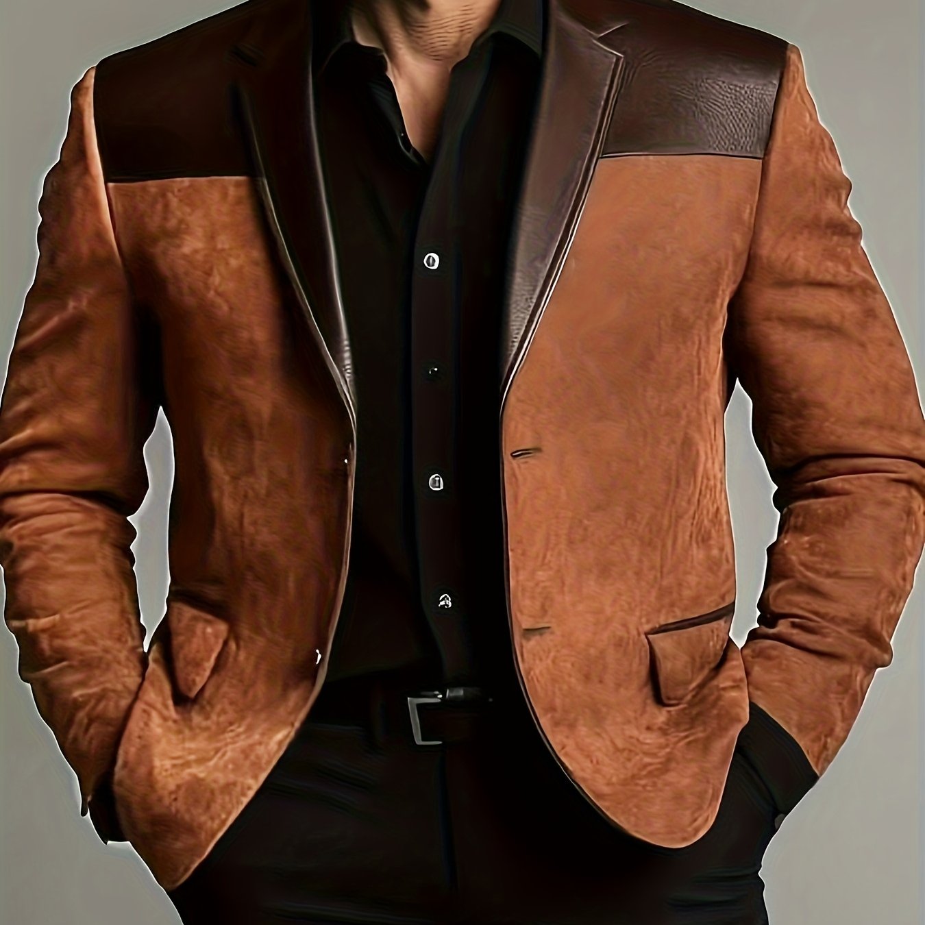 TEMU Men's Fashion Casual Suit Suitable For Spring Autumn And Winter, Ideal For Business Travel And Formal Occasions