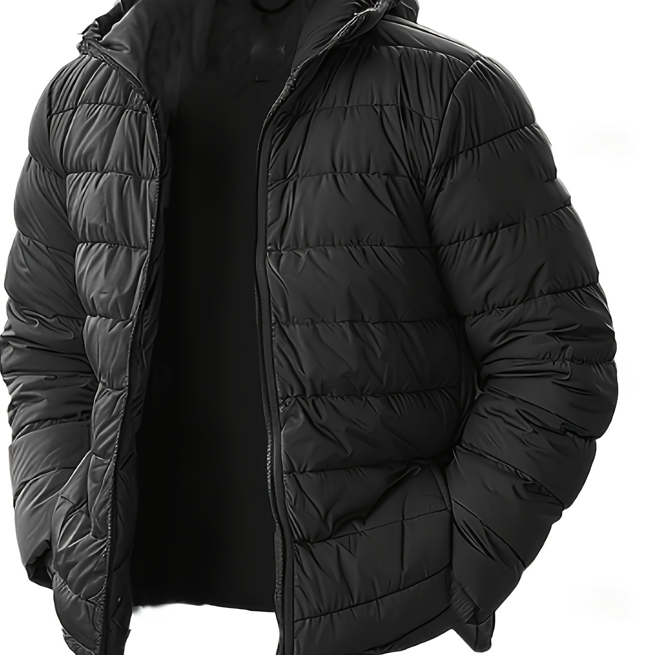 TEMU Fat Brother Plus Size Men' Windproof Thickened Warm Hooded Men's Padded Coat
