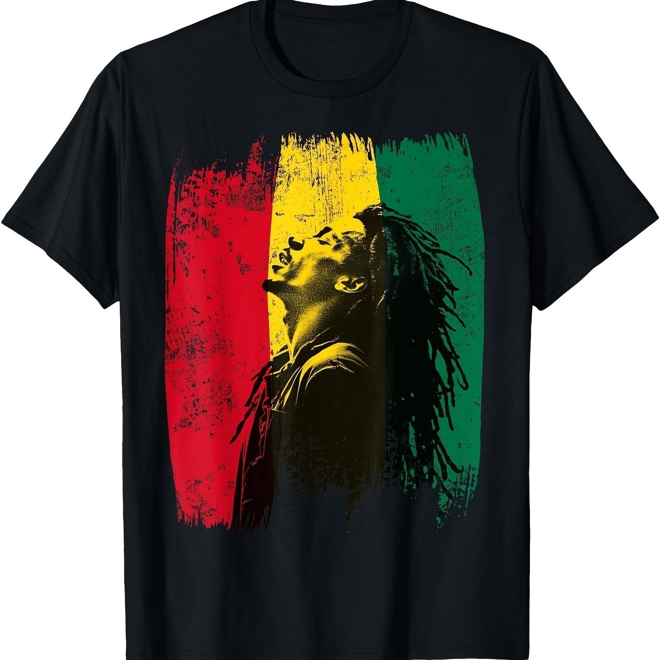 TEMU Reggae Style Men's - Featuring Distressed Color- And Silhouette Of A Musician With Dreadlocks - Music Enthusiasts