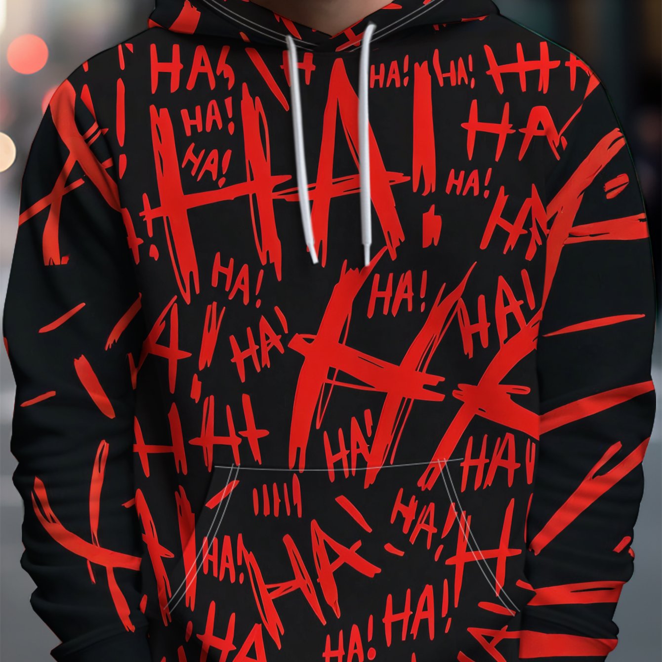 TEMU Men's Hooded Sweatshirt Featuring A Unique Ha Graffiti Print Design, Made From Comfortable And Skin-friendly Fabric. This Stylish Top With