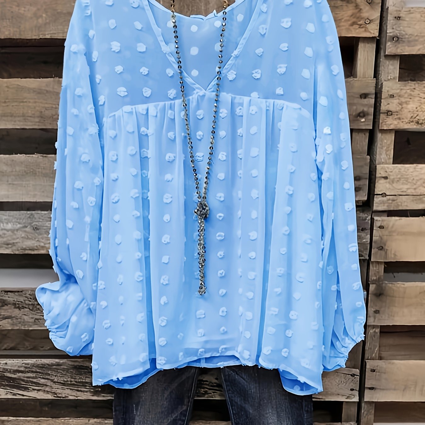 Plus Size - Plus Size - Targeted Development Spring Dot Long Sleeve Women's Top