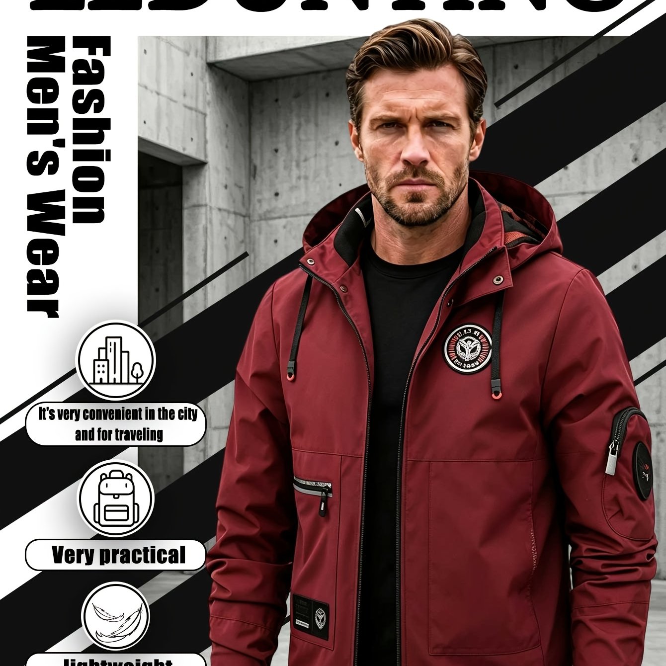 Image of Men Fashion Jacket Men New Casual Windbreaker Jacket Coats Men 2023 Spring Autumn Outdoor Jackets Mens