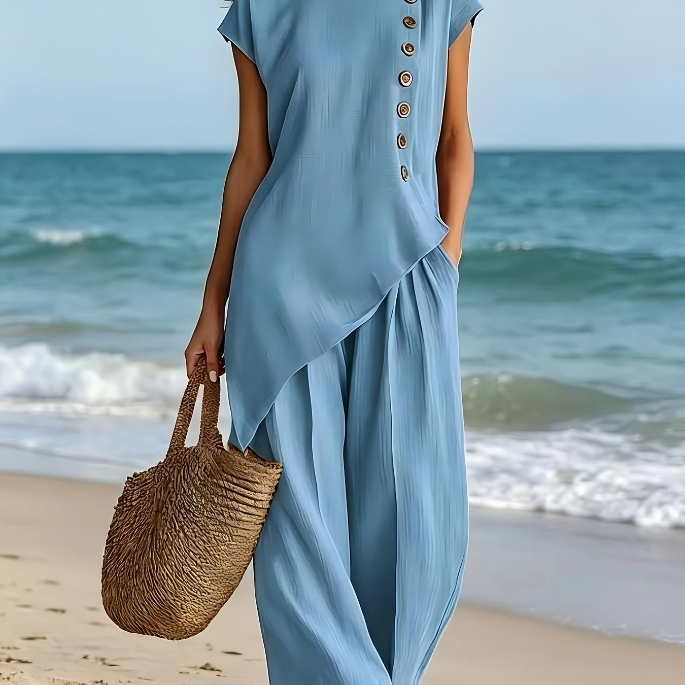 TEMU Wy260406064 Women's Casual Comfortable Artistic Tailored Button Set