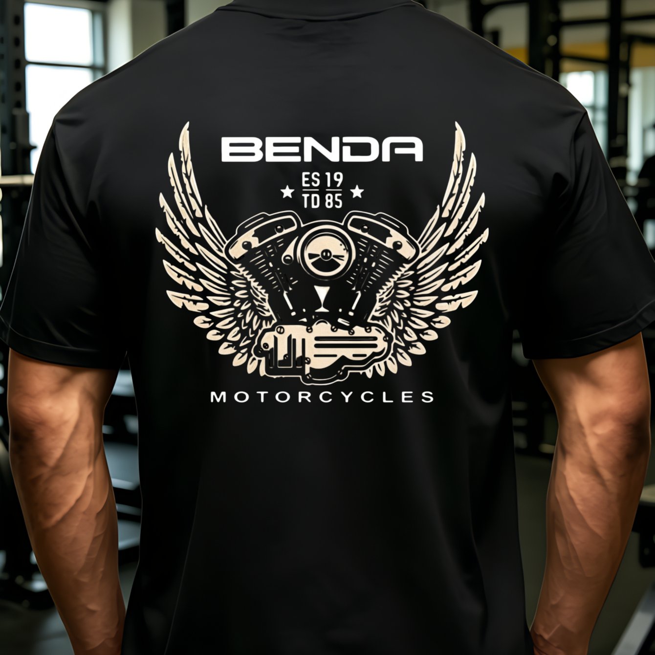 Image of T Shirt 00 Cotton Vintage Casual T Shirt Streetwear Es Nineteen To 5 Motorcycles Winged Engine Graphic Print T Shirt Back Suitable For Daily Wear