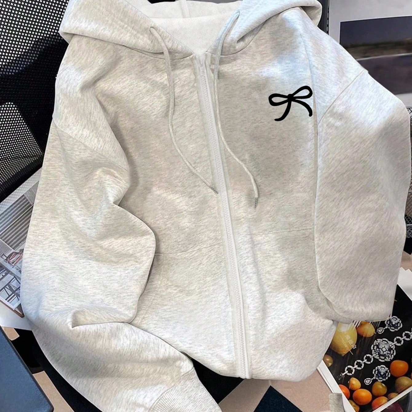 TEMU Sweat-shirt de sport décontracté pour femmes à imprimé nœud, sweat-shirt zippé en , haut d'automne et d'hiver