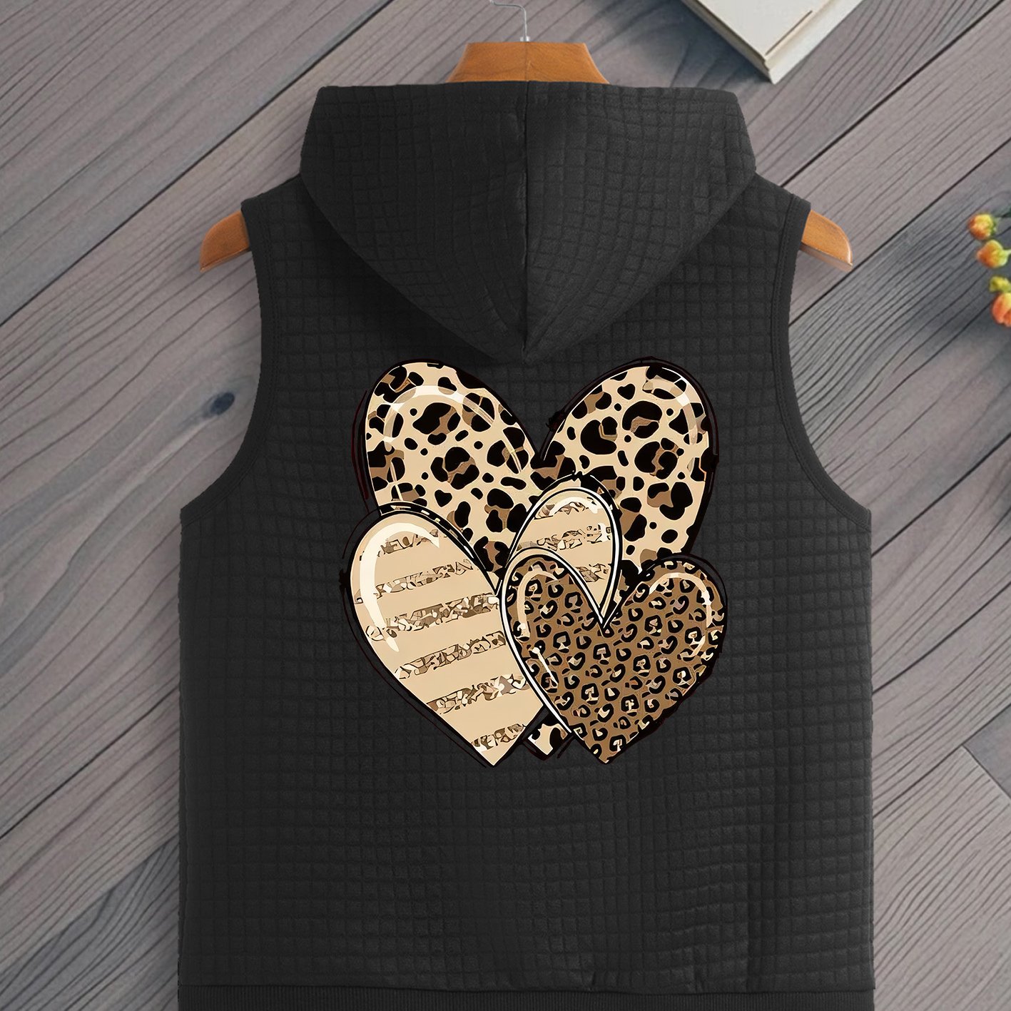 TEMU Chaleco de Mujer con Estampado de de Leopardo y Cremallera, Chaqueta Sin de Poliéster con Bolsillos