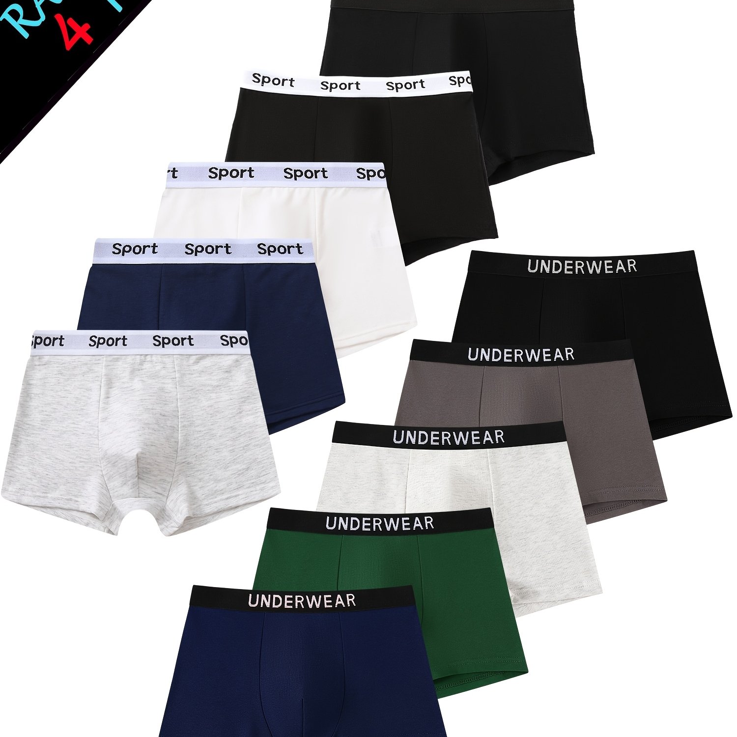 4pcs Set Of Solid Color Boxer Briefs For Children, Featuring Elastic Waistbands, Suitable 7-13