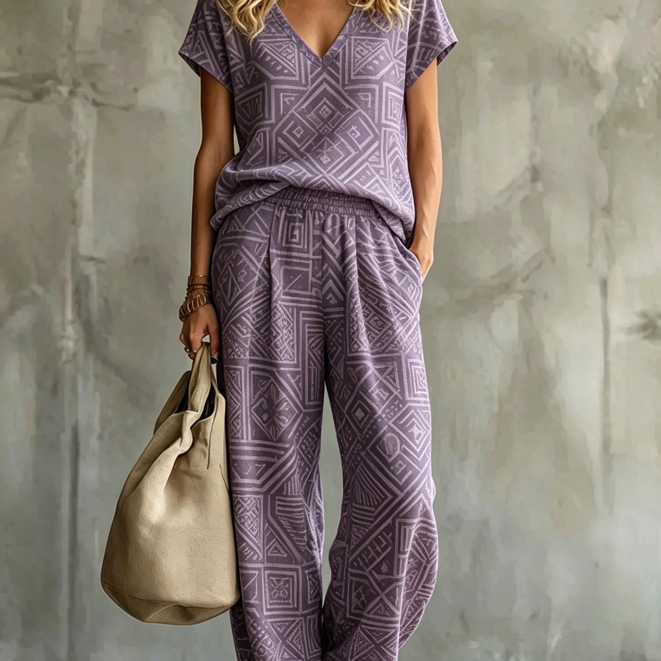 New Four-season Fashion -neck Mid-short Sleeve T-shirt With Casual Long Pants Women'-piece Set, Casual And Style, Suitable For Spring And Summer Daily And Vacation Occasions Styling