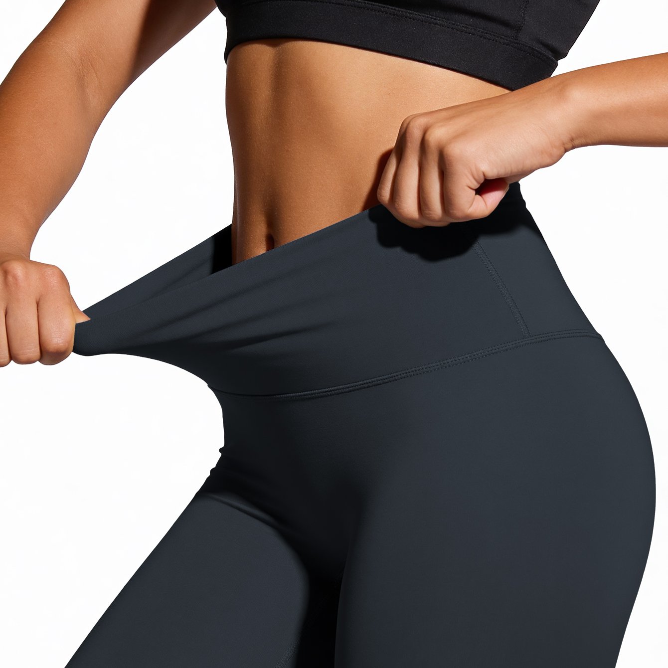 TEMU 1pc High Waist Nylon Pants, Hip-hugging Design With For Enhancement, High Waist Tummy Control And Lifting, High Elasticity Nylon Fabric Smooth