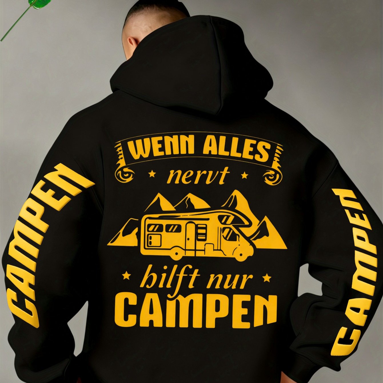 Image of Men's Hoodies, Camping Theme Graphic Print, 2026 New Style Men's Hooded Sweatshirt Top, Men's Clothing Hoodies, Shipping