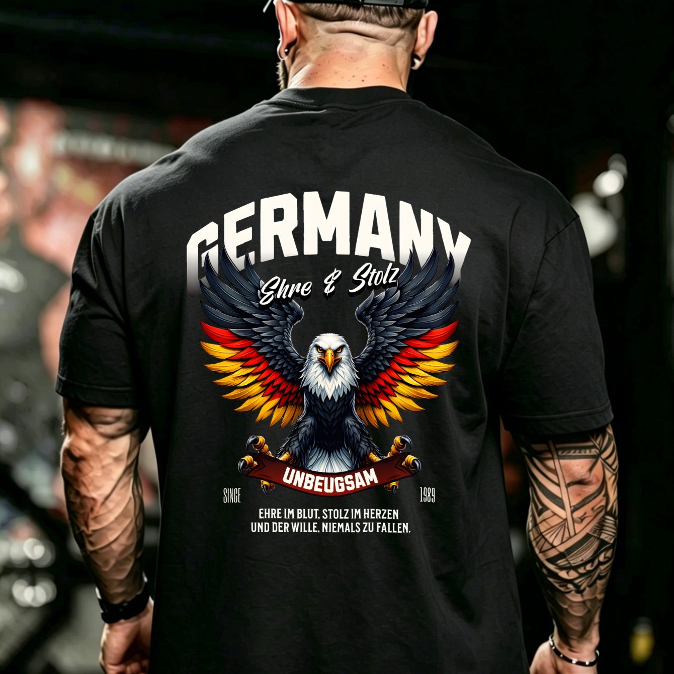 Image of Men's 100% Cotton T-shirt Germany Eagle Print With Text And Design For Casual Attire And Summer Outfits Perfect Gift For Him, Plus Size
