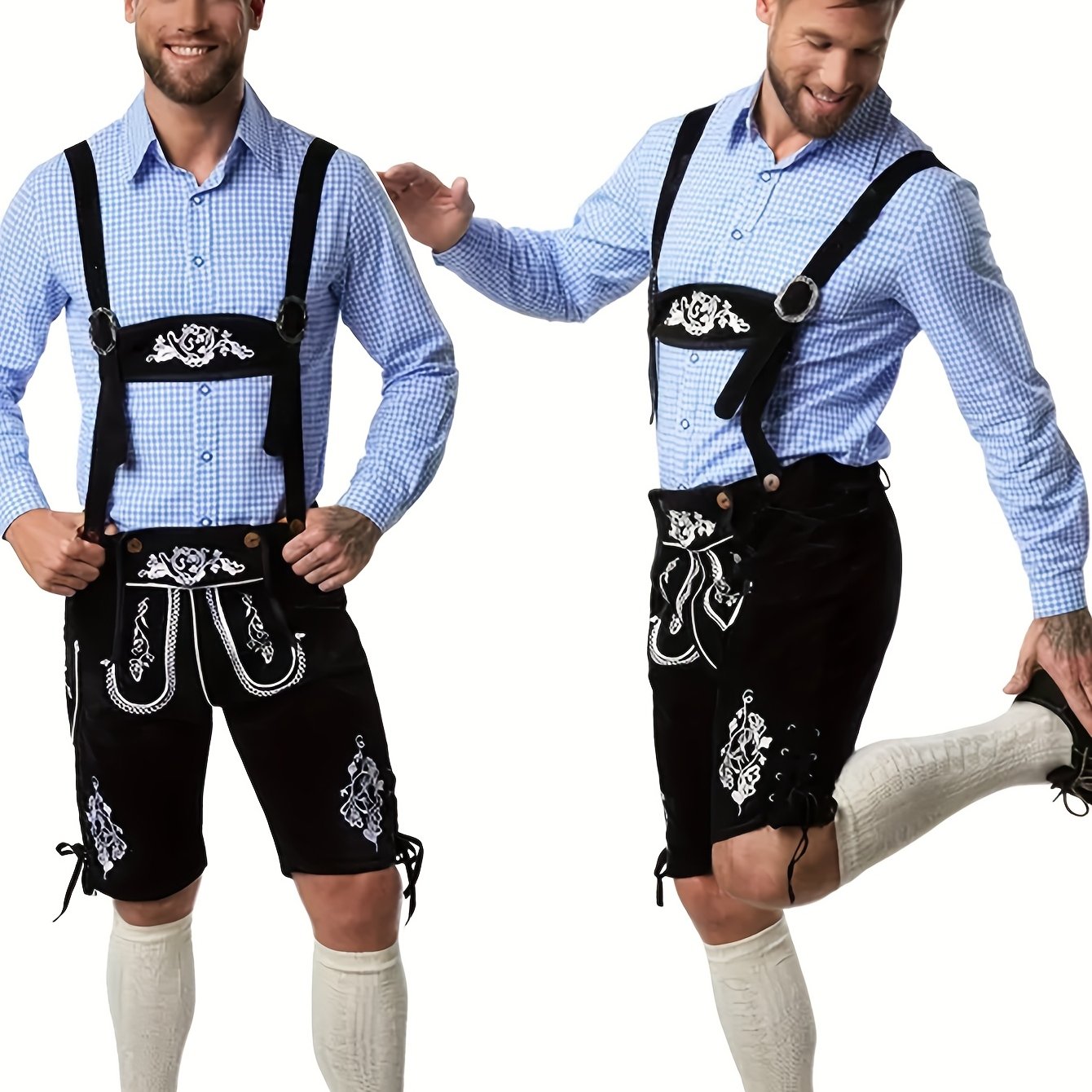 Image of Adult Black Overalls Shorts, Beer Festival Themed Traditional Party Costumes