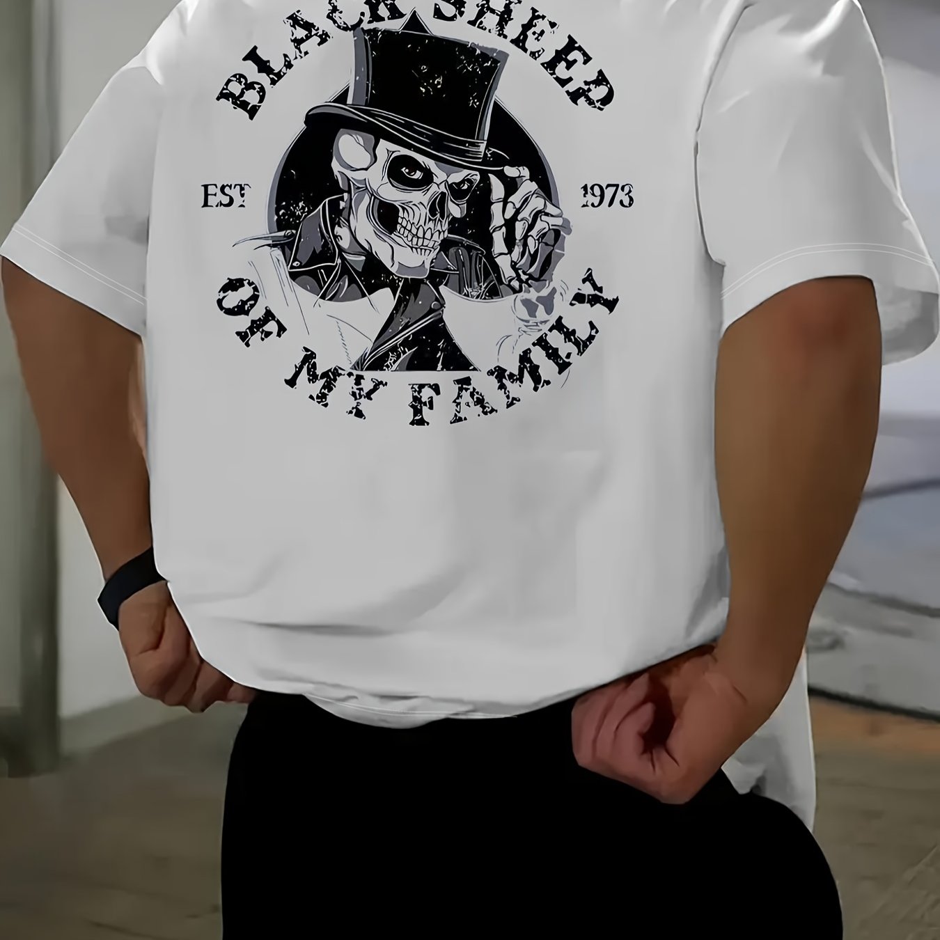 TEMU Men's Round Neck Letter Print Short Sleeve T-shirt, Suitable For Summer Casual Sports