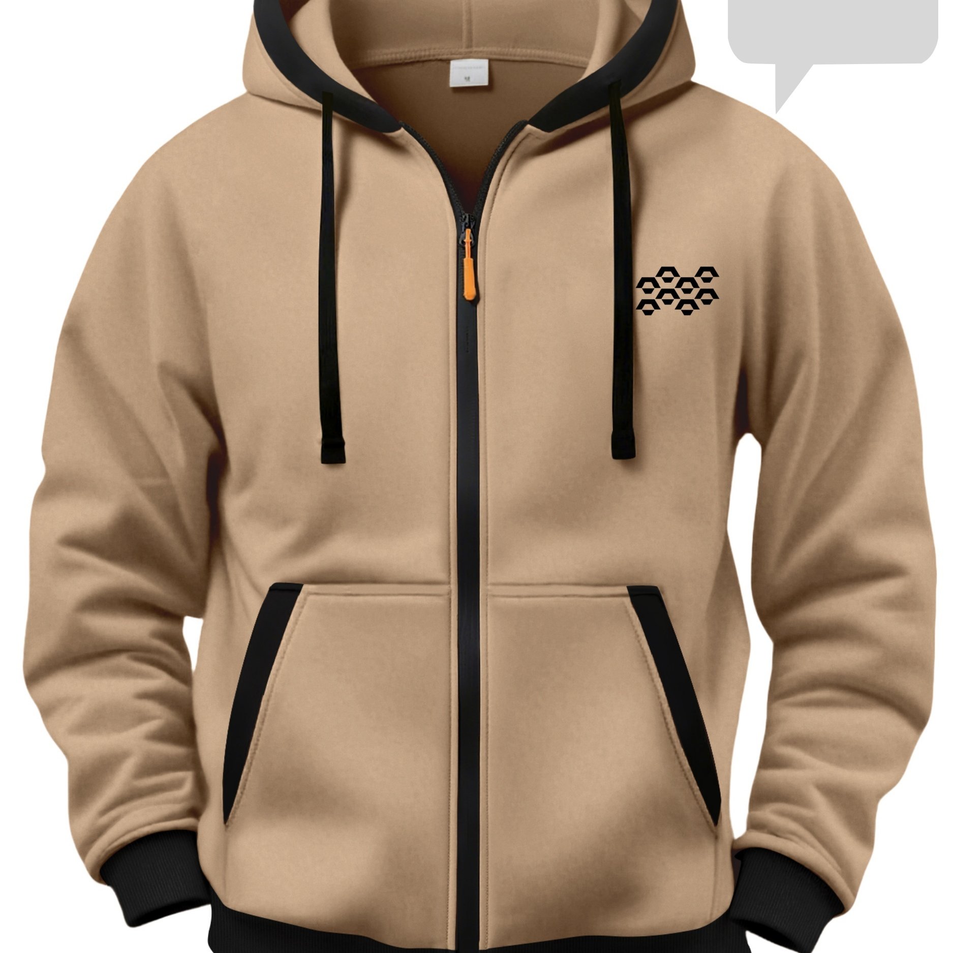 TEMU Men's Color-block Hooded Cardigan, Preppy Style Sweatshirt, Casual Fashion Jacket, Geometric Honeycomb , Fleece-lined Warm Autumn And Winter