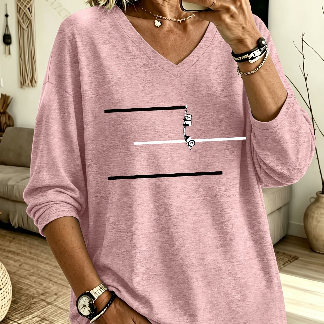 TEMU Talla Grande - Talla Grande - Nueva Colección de Moda de y Verano para Mujer de Talla Grande, Dos Camisetas Casuales de Larga con Cuello en V y