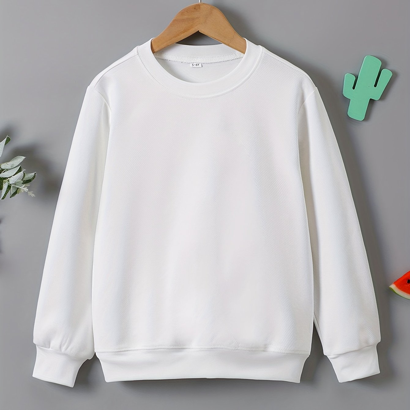 Boys' Spring Autumn Long Sleeve Solid Round Neck Sweatshirt