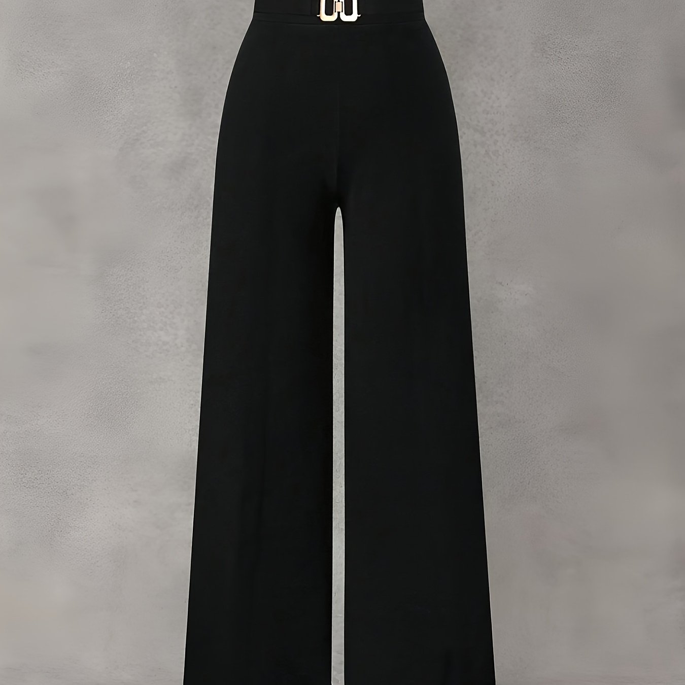 E-shop Europäische und amerikanische Damen-Pendlerhose, elegante dekorative Knopfleiste, Stretch, einfarbig, Weitbein