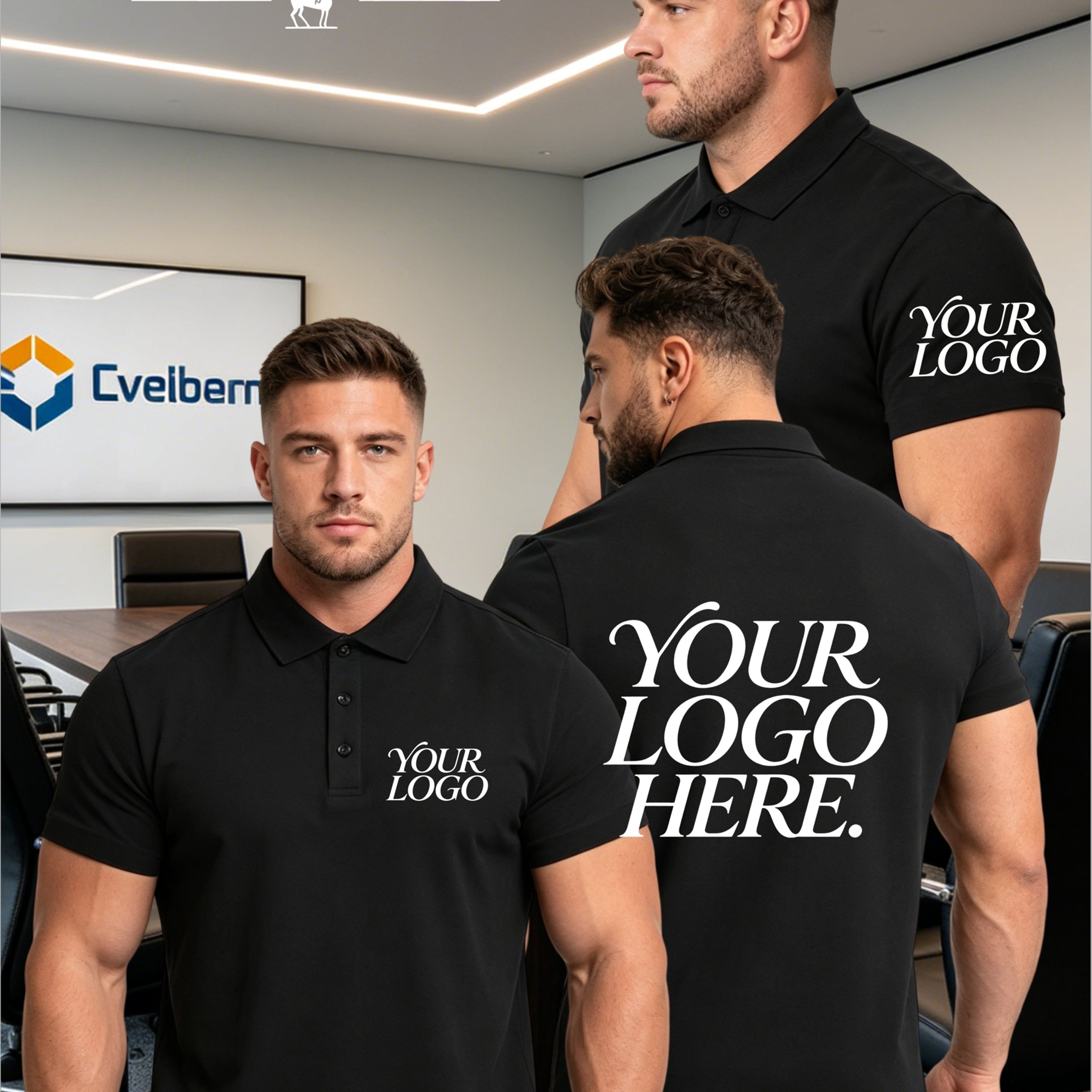 TEMU T-shirt polo décontracté pour homme, personnalisation sur 3 parties, poitrine et dos personnalisables, logo personnalisable, motif, article de