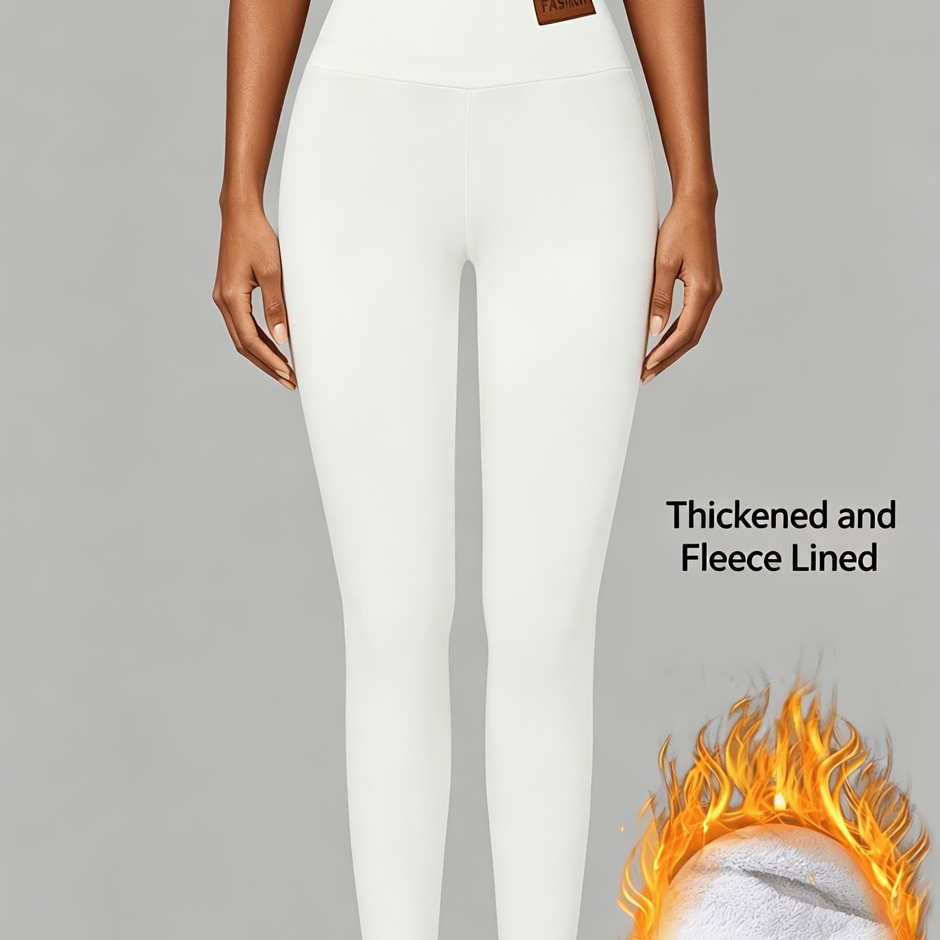 TEMU Cross-border Lamb Pencil Pants For Women, High-waisted, Fleece-lined, Thickened Leggings, Elastic, Slim-fitting, Warm Pants