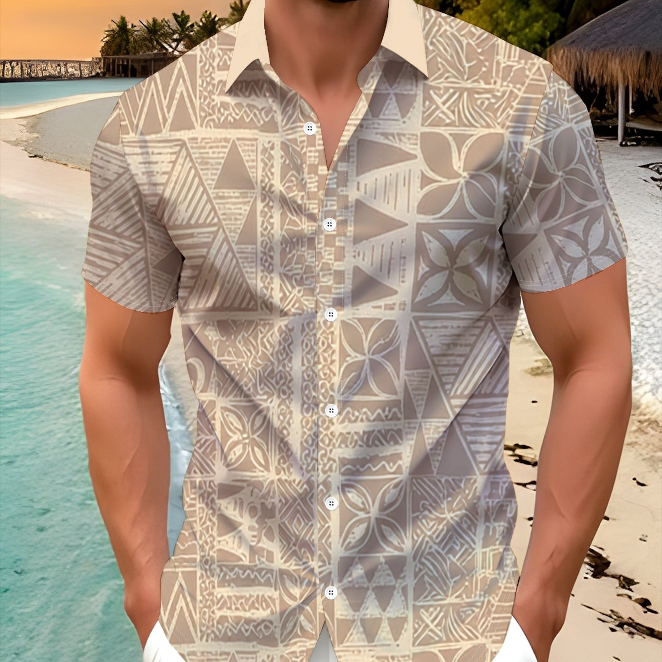 TEMU Casual Men's Short Sleeve Shirt, Print Comfortable Top With Buttons, Hawaiian Style Men's Short Sleeve Shirt, Beach Shirt