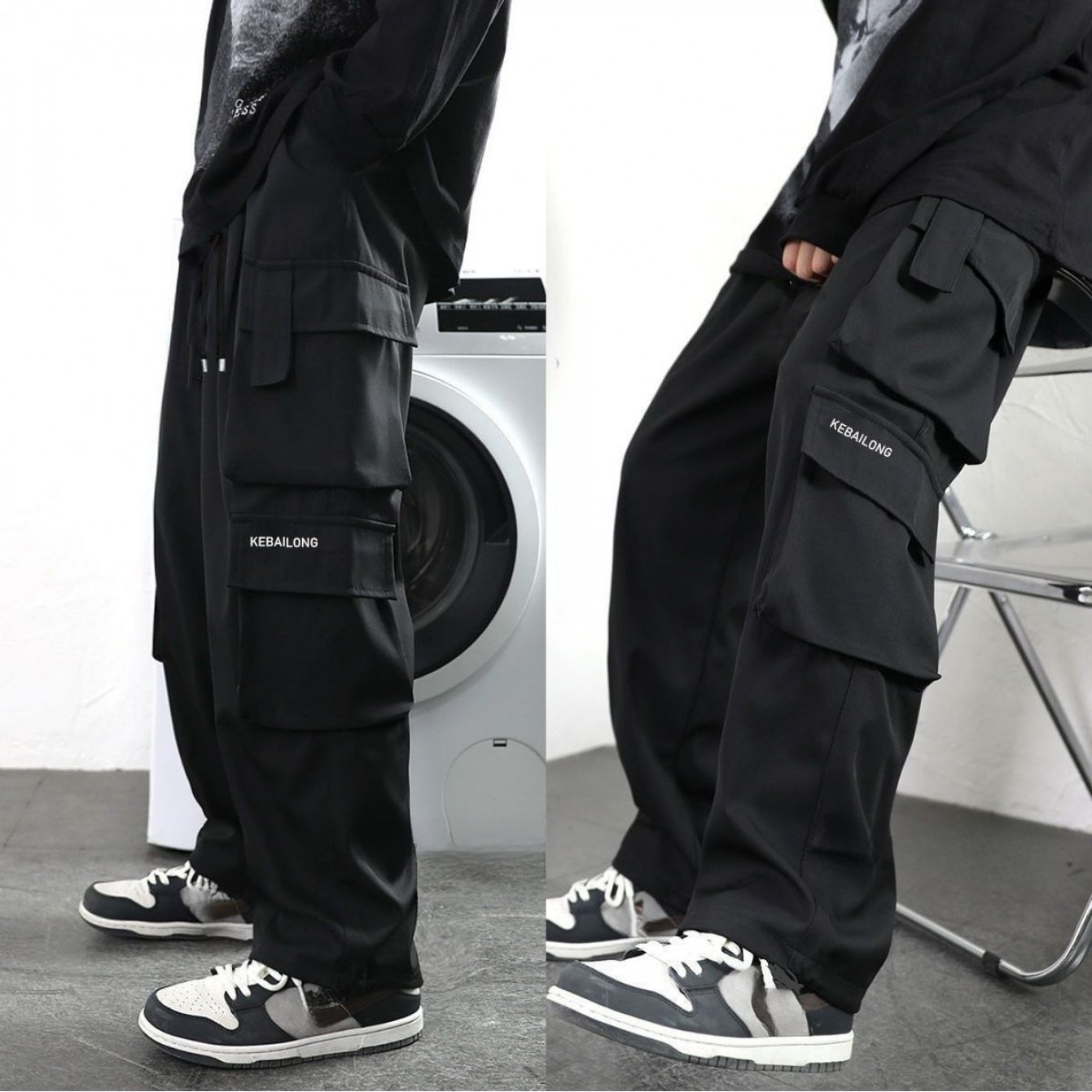 TEMU おしゃれなメンズ ハイストリートボーイズ ストレートルーズパンツ メンズファッションブランド ワイドレッグ カジュアルパンツ