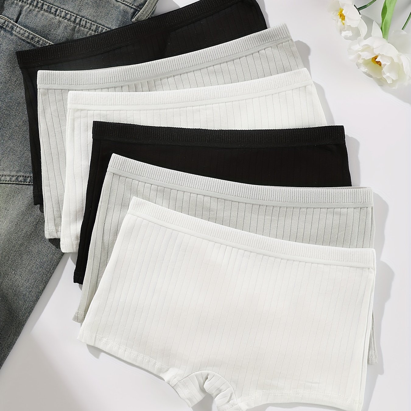 6pcs Girls' Striped Cotton Briefs