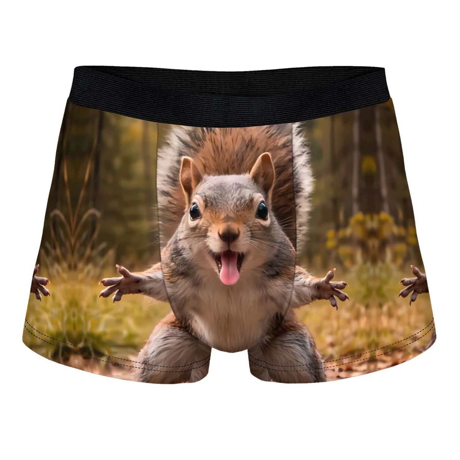TEMU Boxer pour homme avec motif 2D d'écureuil en position ludique et design fantaisiste, sous-vêtement original, design tendance, tissu en polyester