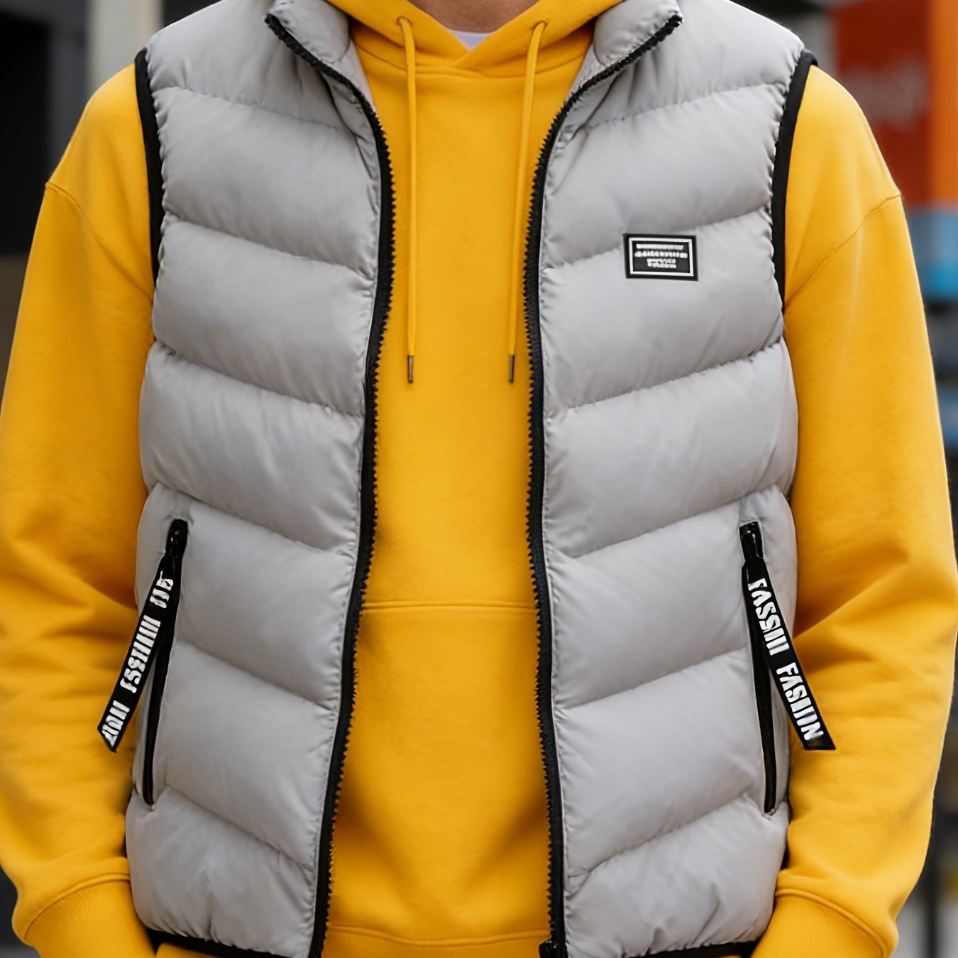 TEMU Vest Men's Autumn And Winter Trend Sleeveless Collar Thickened Vest Warm Jacket Fashion Cardigan Zipper Top Couple Style Single Vest