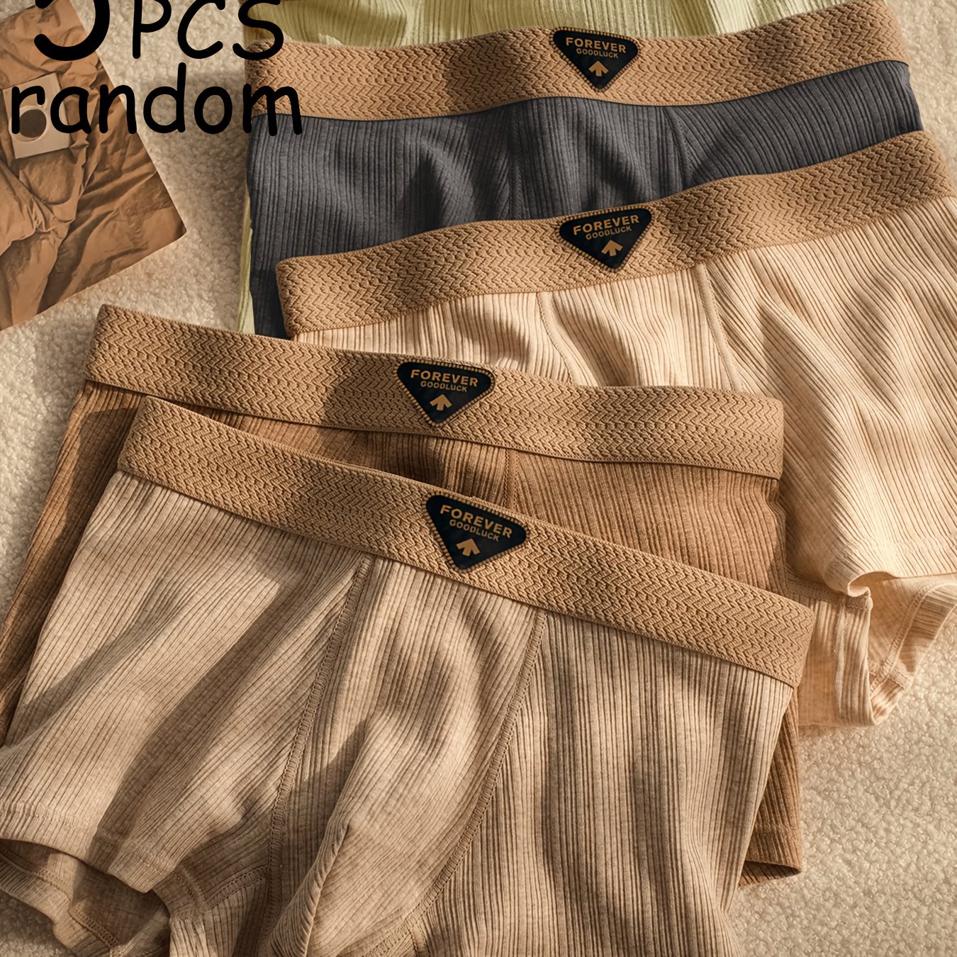 Image of Brovanic 5-pc Random Assortment 95% Men's Boxer Briefs, Comfortable And Soft Fabric, Solid Colors , Classic And Fashionable Style, Ideal For Home, Leisure, Or