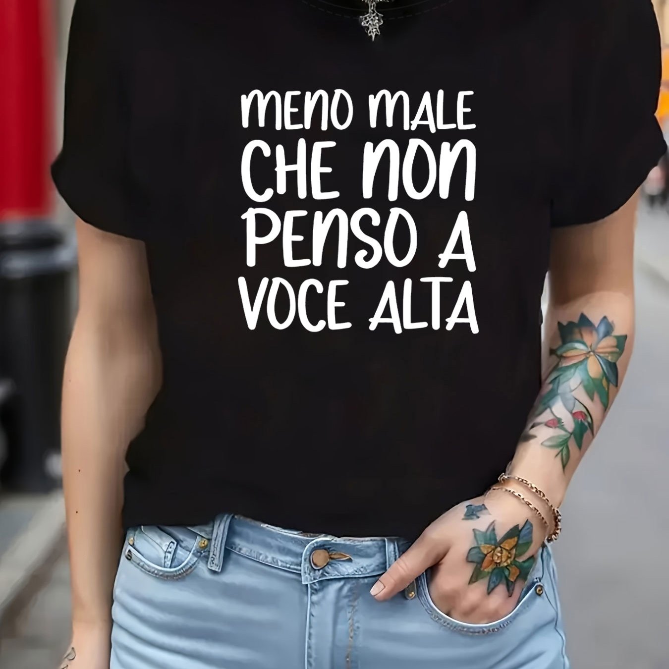 TEMU T-shirt da donna con stampa di "Grazie a Dio non penso ad voce", top casual a maniche corte con per estate e , abbigliamento da donna