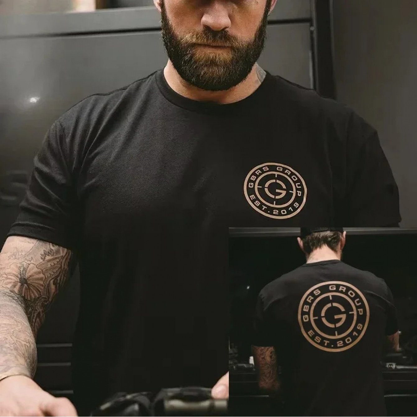 Image of Men's Security-themed Bull' Print T-shirt - Bull' &, Casual Round Neck Tee Suitable For Fans & Casual Attire, Machine Washable Comfortable Casual Wear For Events/outfits