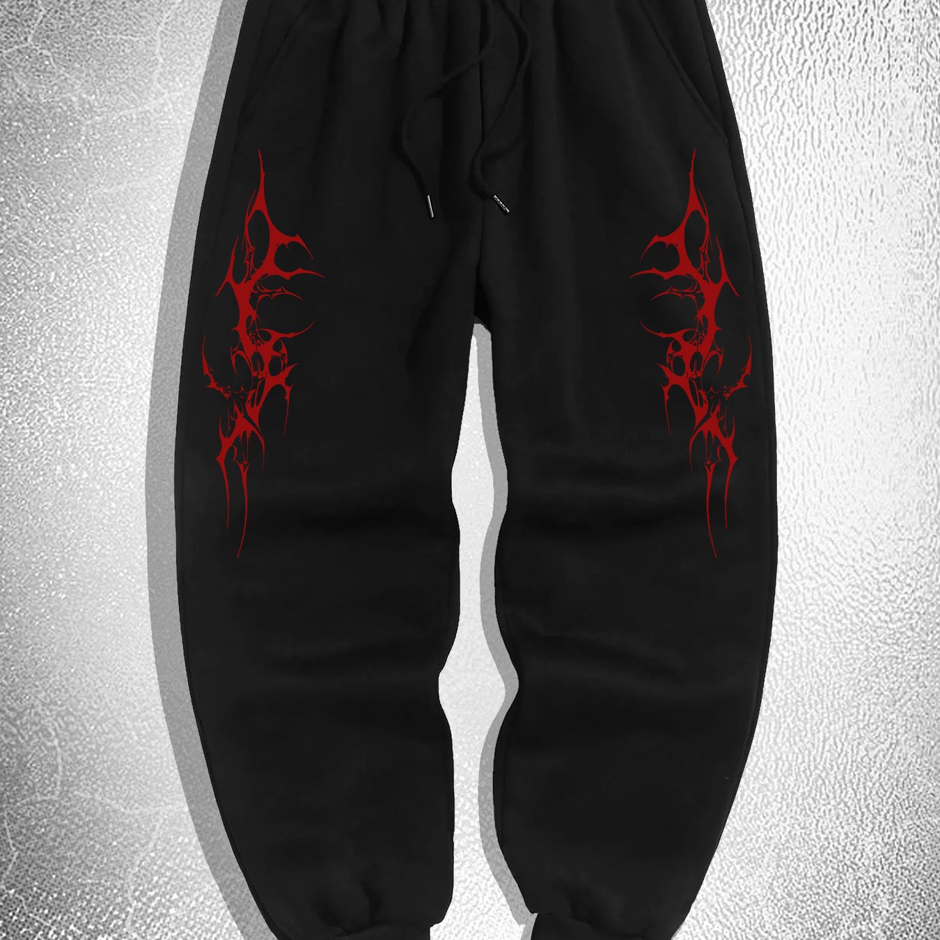 TEMU Men's Gothic Joggers - Stretchy Polyester, Drawstring Waist, Fall/winter