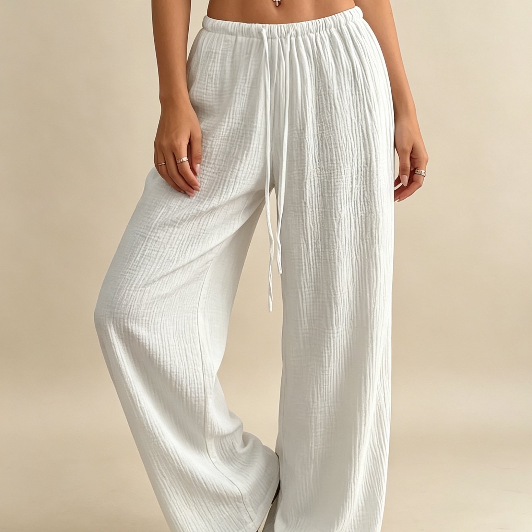 TEMU 398 Solid Color Drawstring Casual Pants Universal Workwear