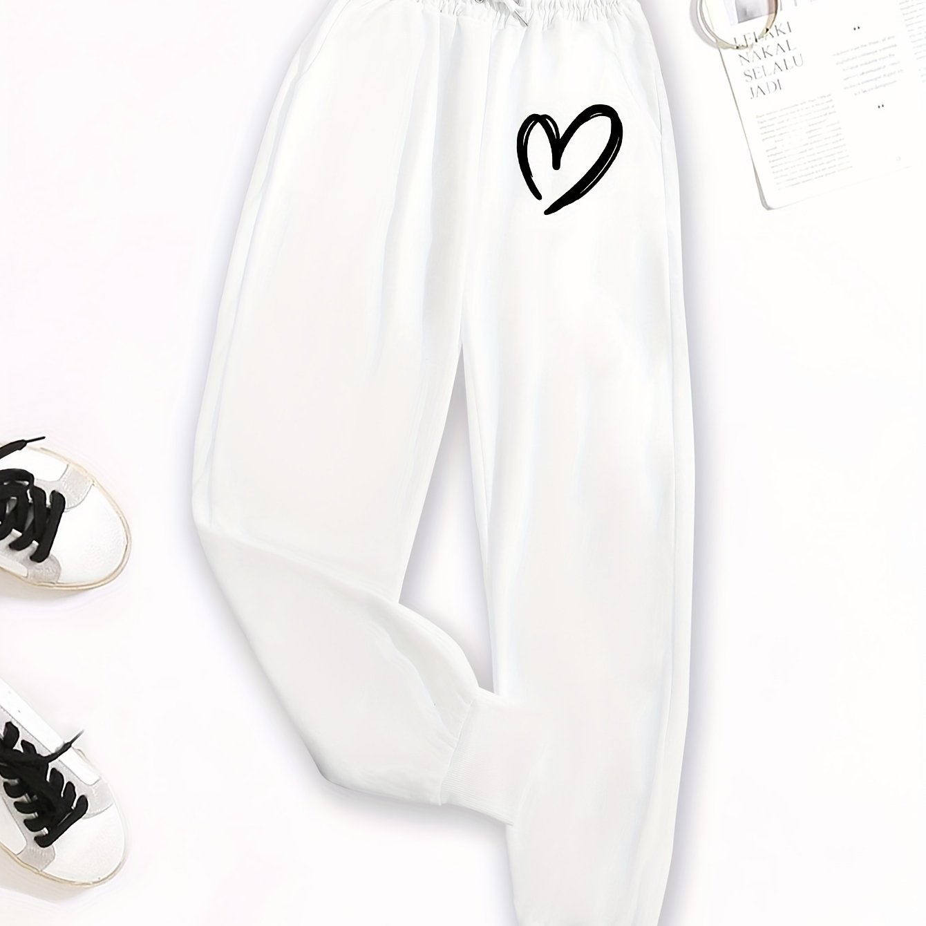TEMU Valentine's Day 2026 New Summer Fashionable An Graphic Print Pants, Elastic Waist Casual Pants, Women's Clothing