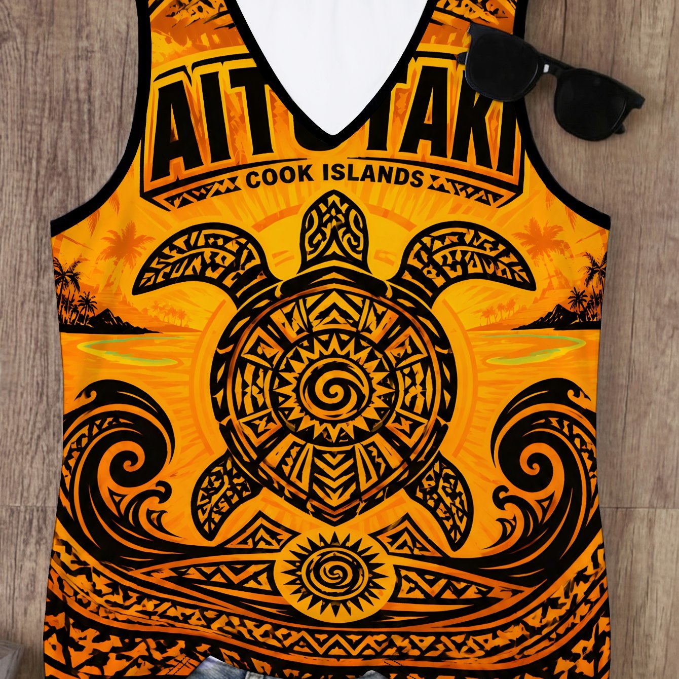 TEMU Cook Islands Women' V-neck Elegant Tank Top, Suitable For Women Casual, Daily Wear, , Fashionable For Summer Beach, Vacation