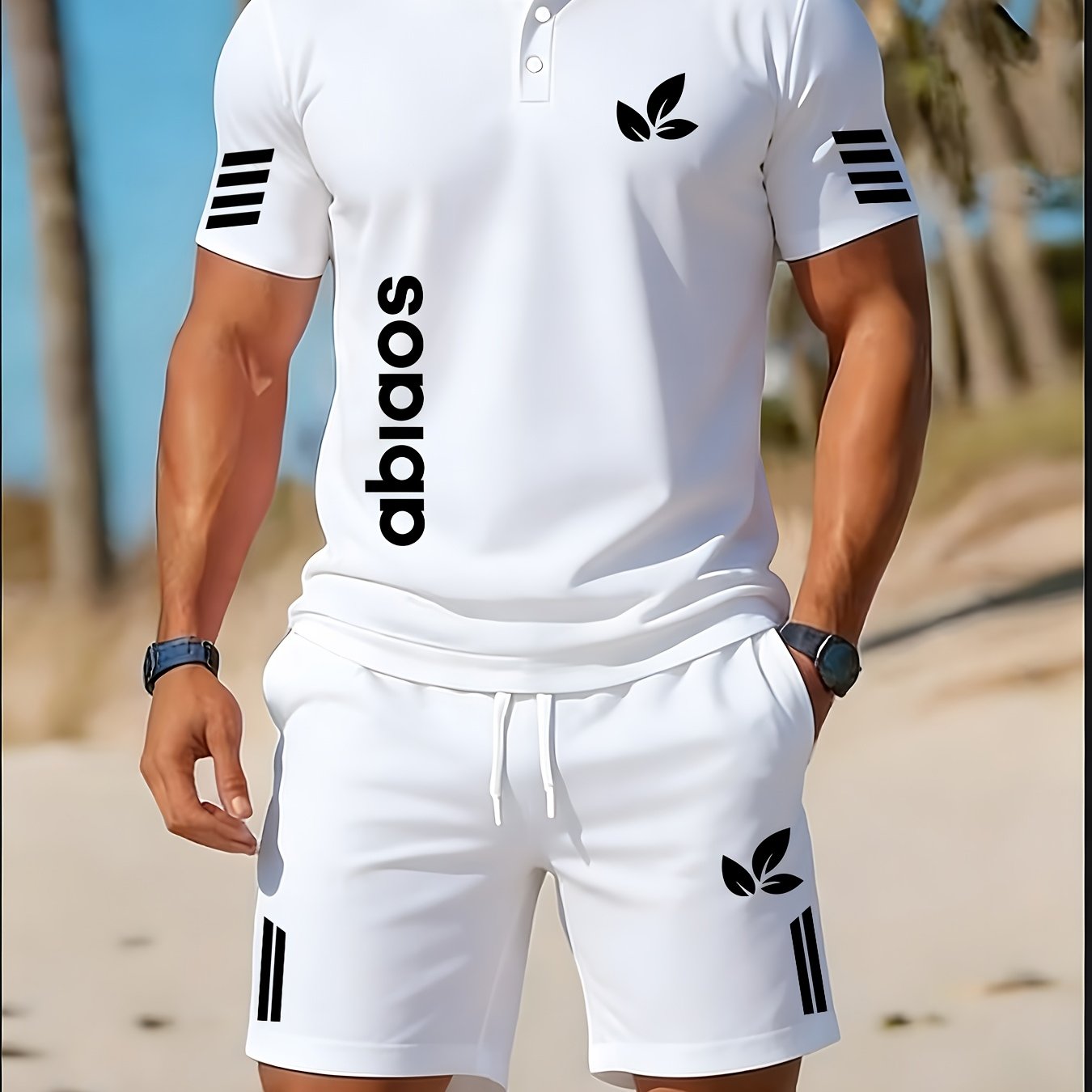 TEMU Men's Self-driving Golf Set, Summer Fiber Fabric, Quick-dry Casual Sportswear Full Set