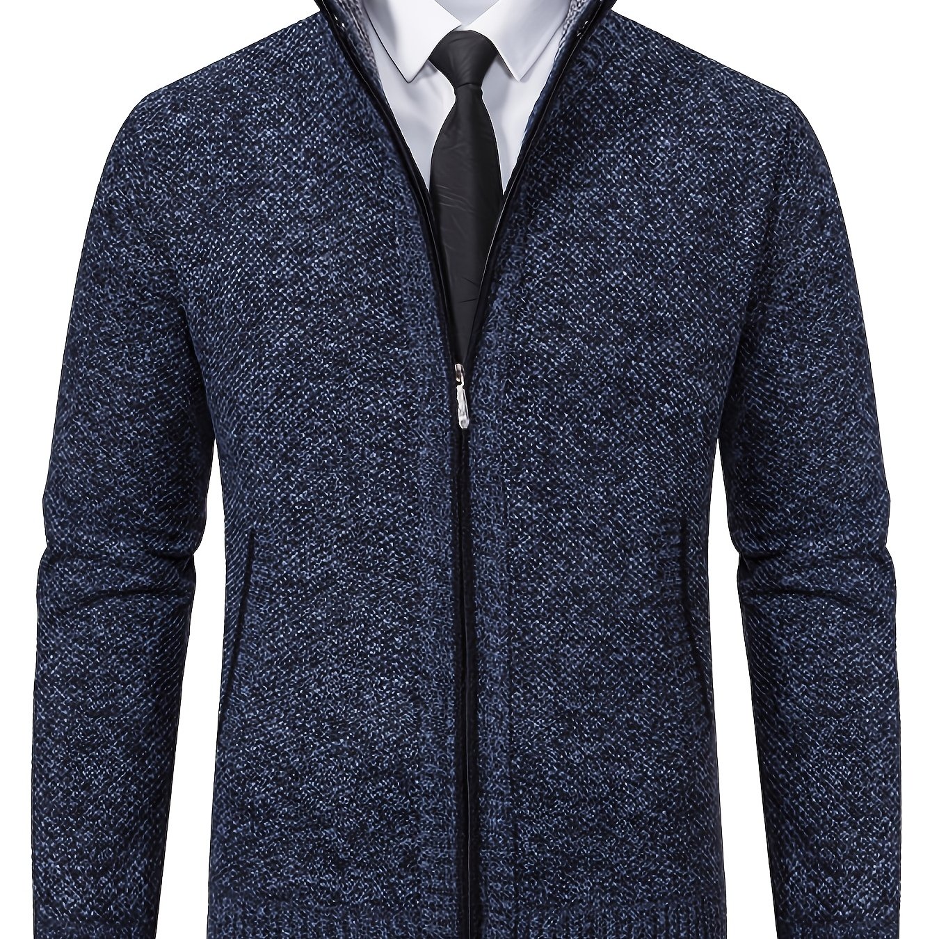 TEMU 1pc Men's Casual Knitted Cardigan Jacket For Autumn And Winter, Zipper Closure, Casual Jacket, Versatile Shirt T-shirt, Suitable For Occasions,
