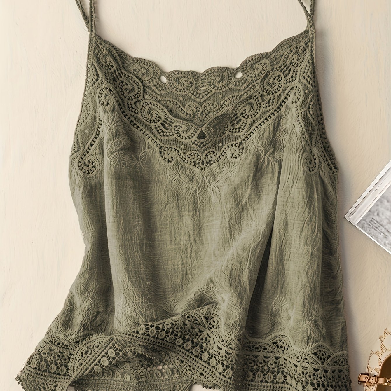 Autumn/winter -block Hollow Hem Vintage Embroidery Vest Cami