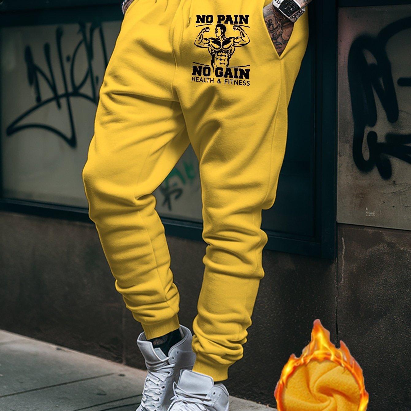 TEMU Pantalon de Sport Tendance Jeunesse " No " – Pantalon Décontracté Imprimé à Cordon pour Étudiants