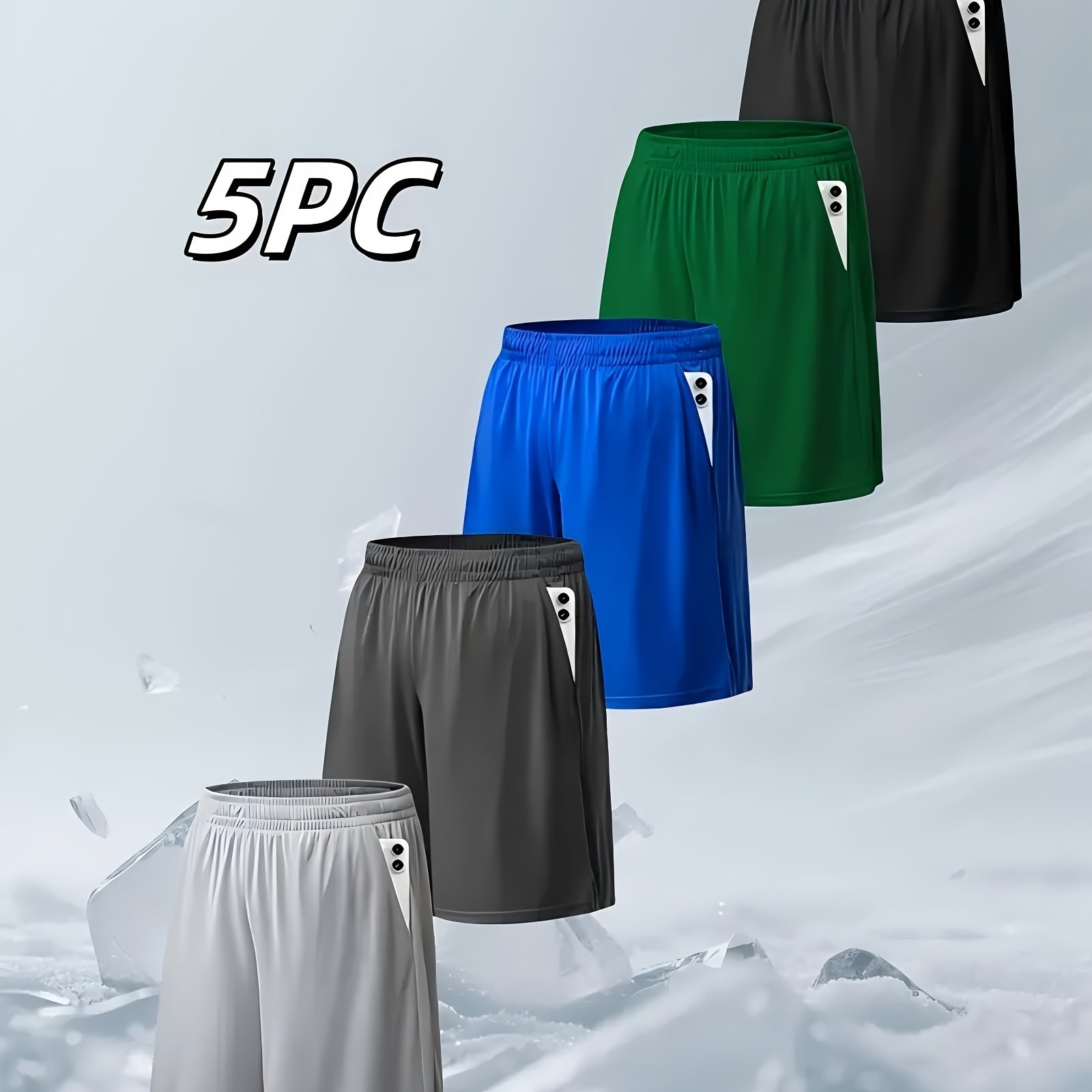 TEMU 5pcs Men's Quick-dry Casual Sports Shorts. 2 Pockets With Drawstring Waist Adjustment. Machine Washable Loose Fit For Men And Women, Gym Shorts,