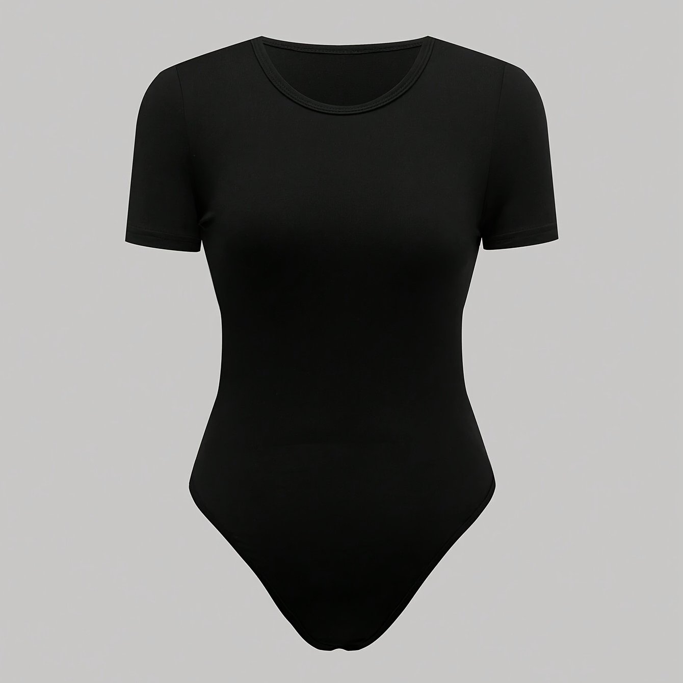 E-shop Rundhals Kurzarm Slim-Fit Yoga Bodysuit, Uni-Farben Casual T-Shirt Jumpsuit für Damen, Sommerkleidung