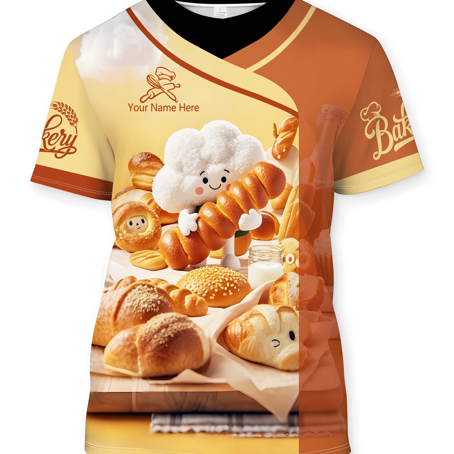 TEMU Maglietta Personalizzata con , T-Shirt da Chef a Maniche Corte e , per , Elegante Maglia da Pasticceria, Abbigliamento Casual per Feste, Regalo