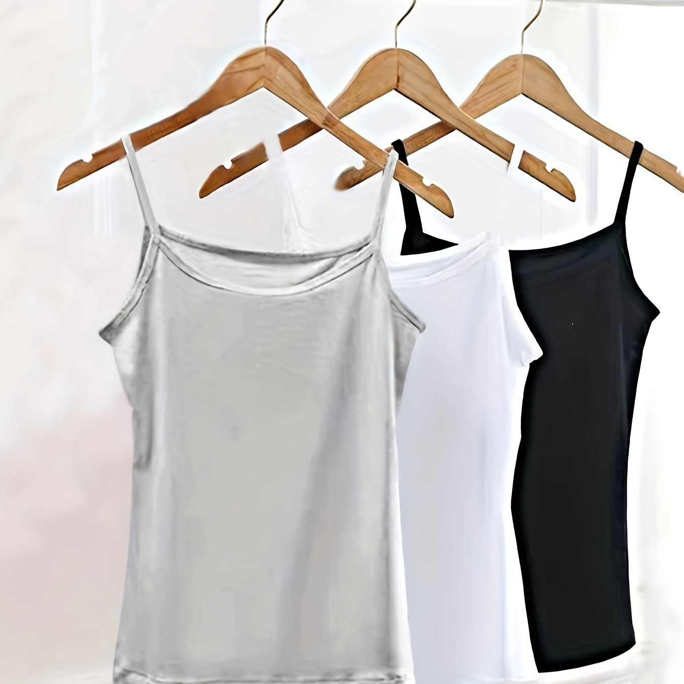 Image of 3pcs Of Soft Pure-color Tops, Comfortable Base Vests, Women's Underwear, And Camisoles3pcs Of Soft, Pure-colored Tops, Comfortable Base Vests, Women's Underwear, And Camisoles