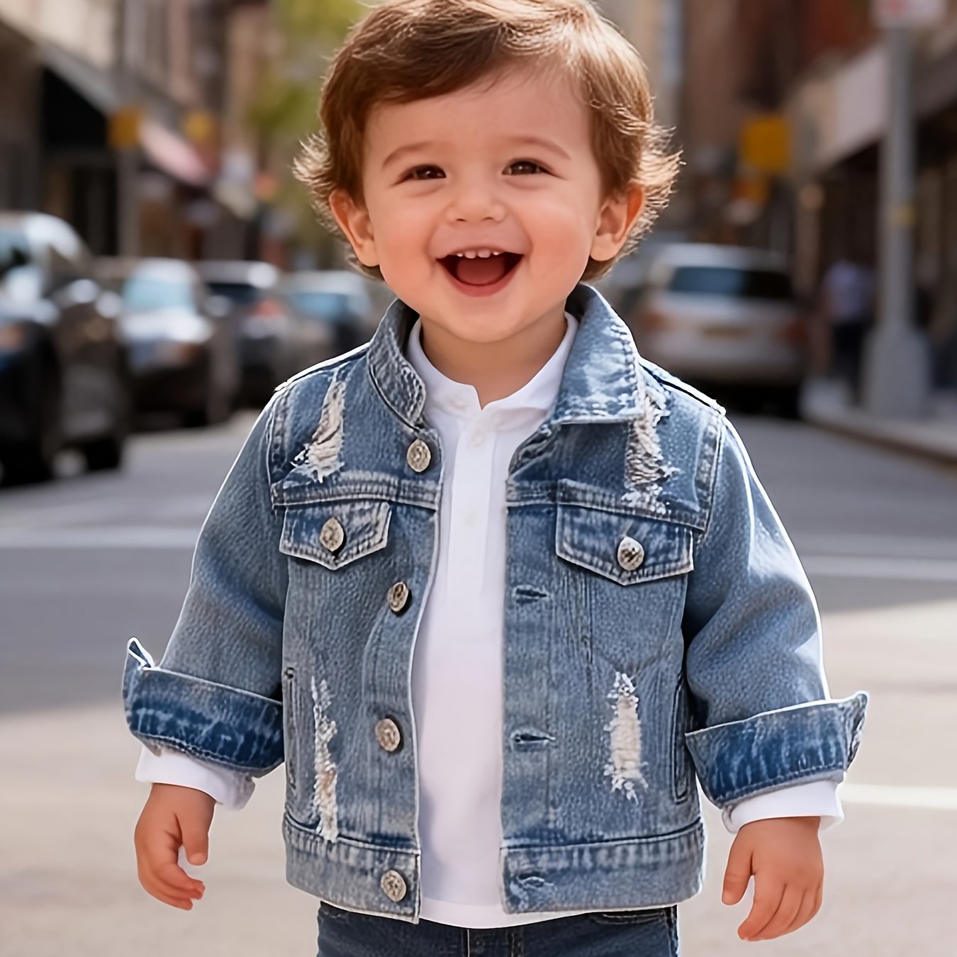 Image of Baby Boy Spring Letter Long Sleeve Denim Jacket Toddler Outerwear Fashion Casual