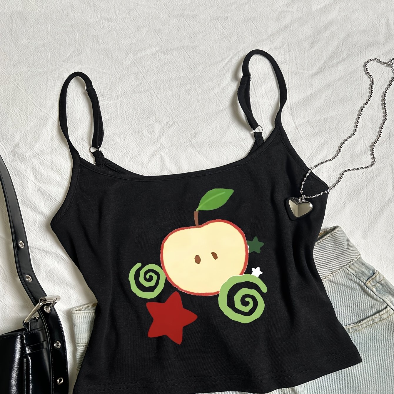TEMU T05 - A Women's Spring/summer New Style Women's Tight Suspender Vest, Fashionable And Trendy Pattern Print, Y2k Hot Sexy Spicy Summer Street
